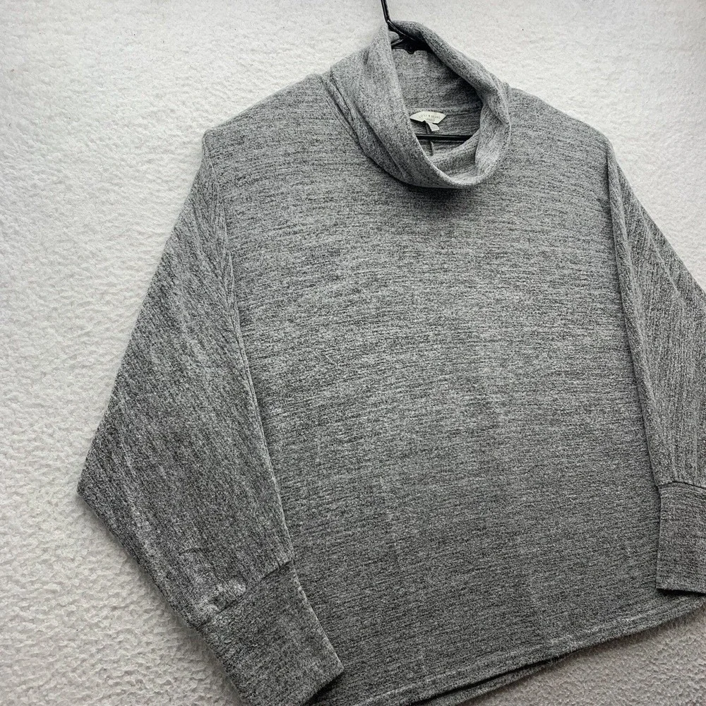 Lucky Brand Sweater Womens Large Heather Gray Relaxed Cowl Neck Soft Thin Preppy